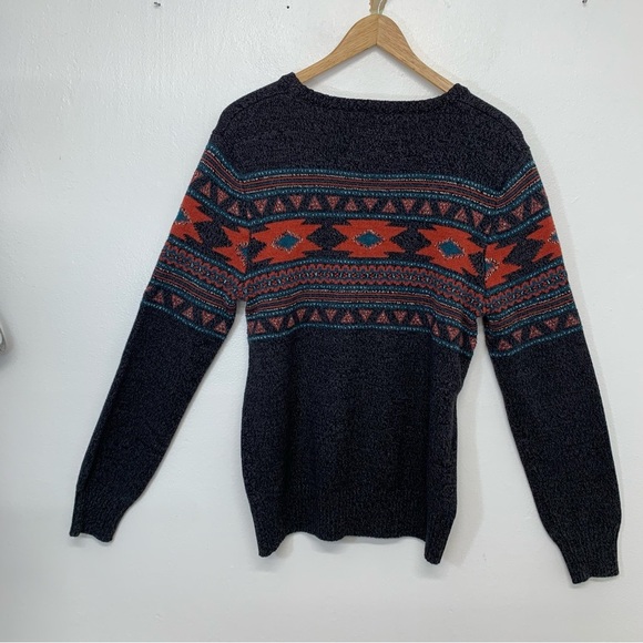 Urban Pipeline Grandpa Sweater  Crew Neck Gray Southwest Print Long Sleeve Retro - Picture 5 of 10